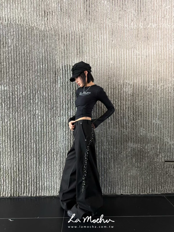 不規則珠珠落地長褲